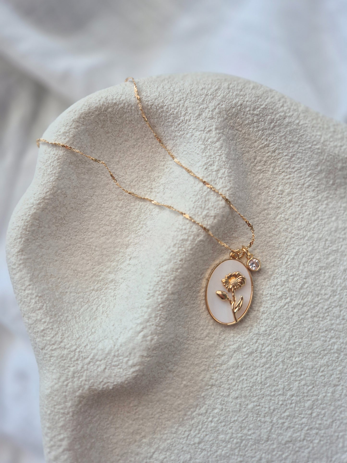 Flower Birth Stone Necklaces - 12 months