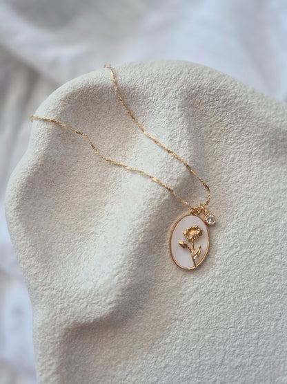 Flower Birth Stone Necklaces - 12 months