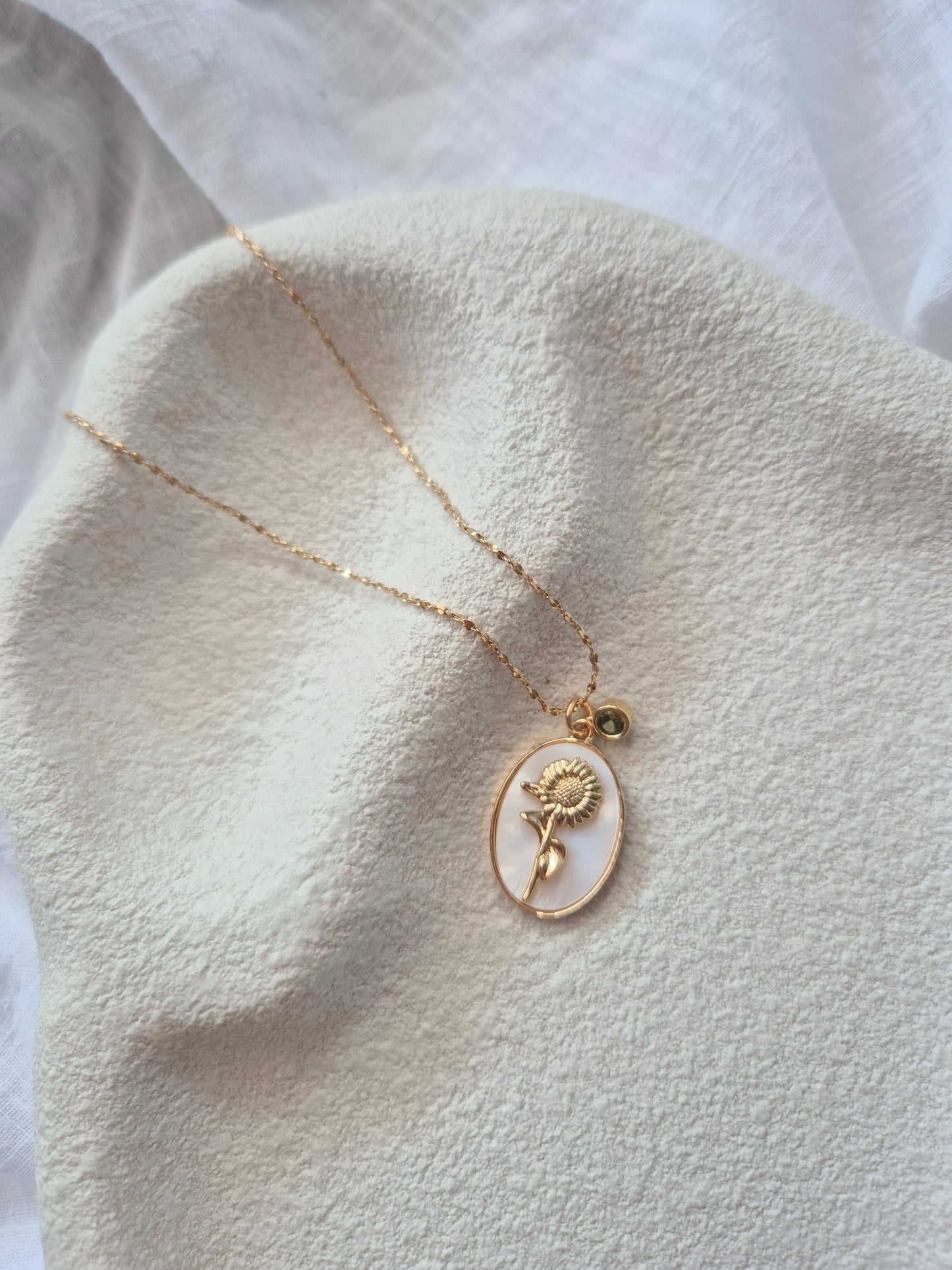 Flower Birth Stone Necklaces - 12 months