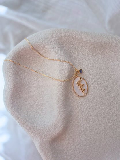 Flower Birth Stone Necklaces - 12 months