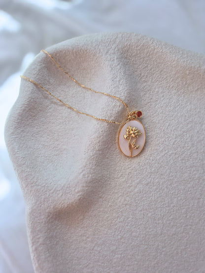 Flower Birth Stone Necklaces - 12 months