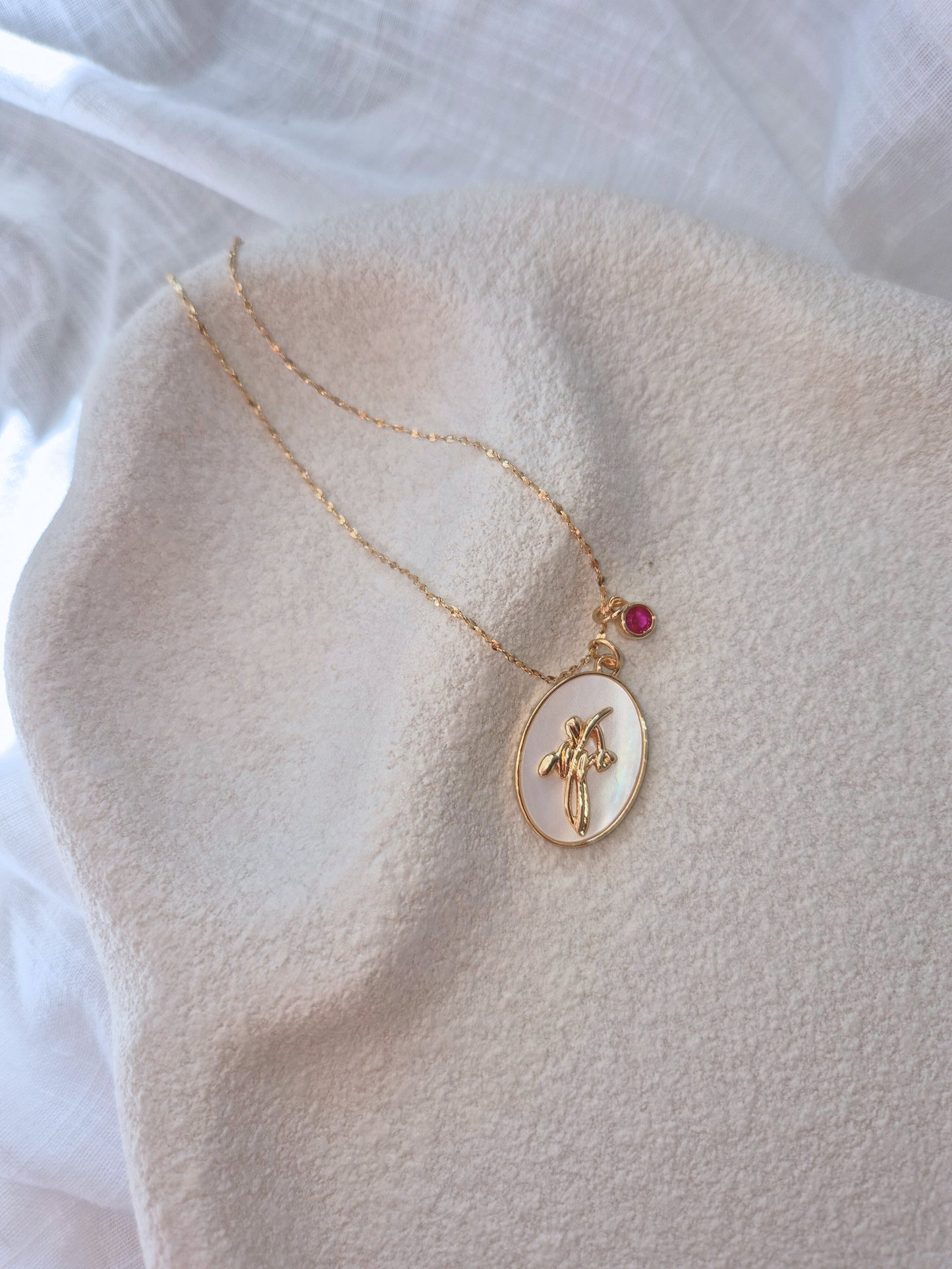 Flower Birth Stone Necklaces - 12 months