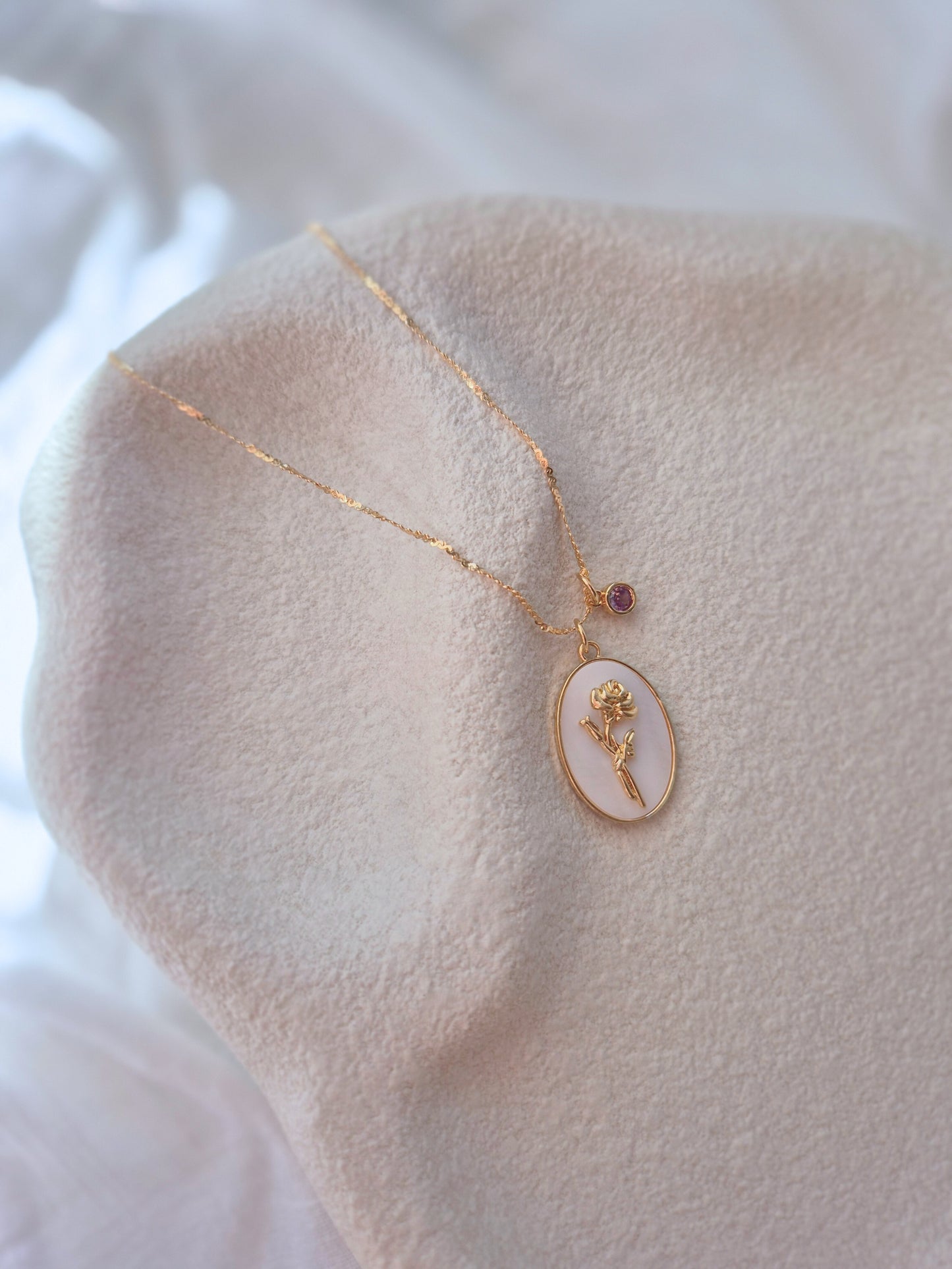 Flower Birth Stone Necklaces - 12 months