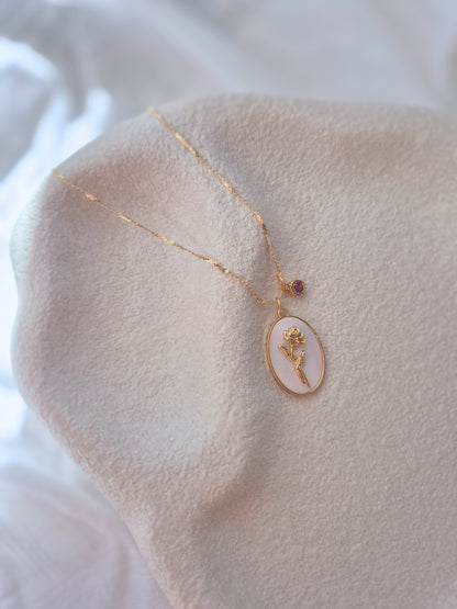 Flower Birth Stone Necklaces - 12 months