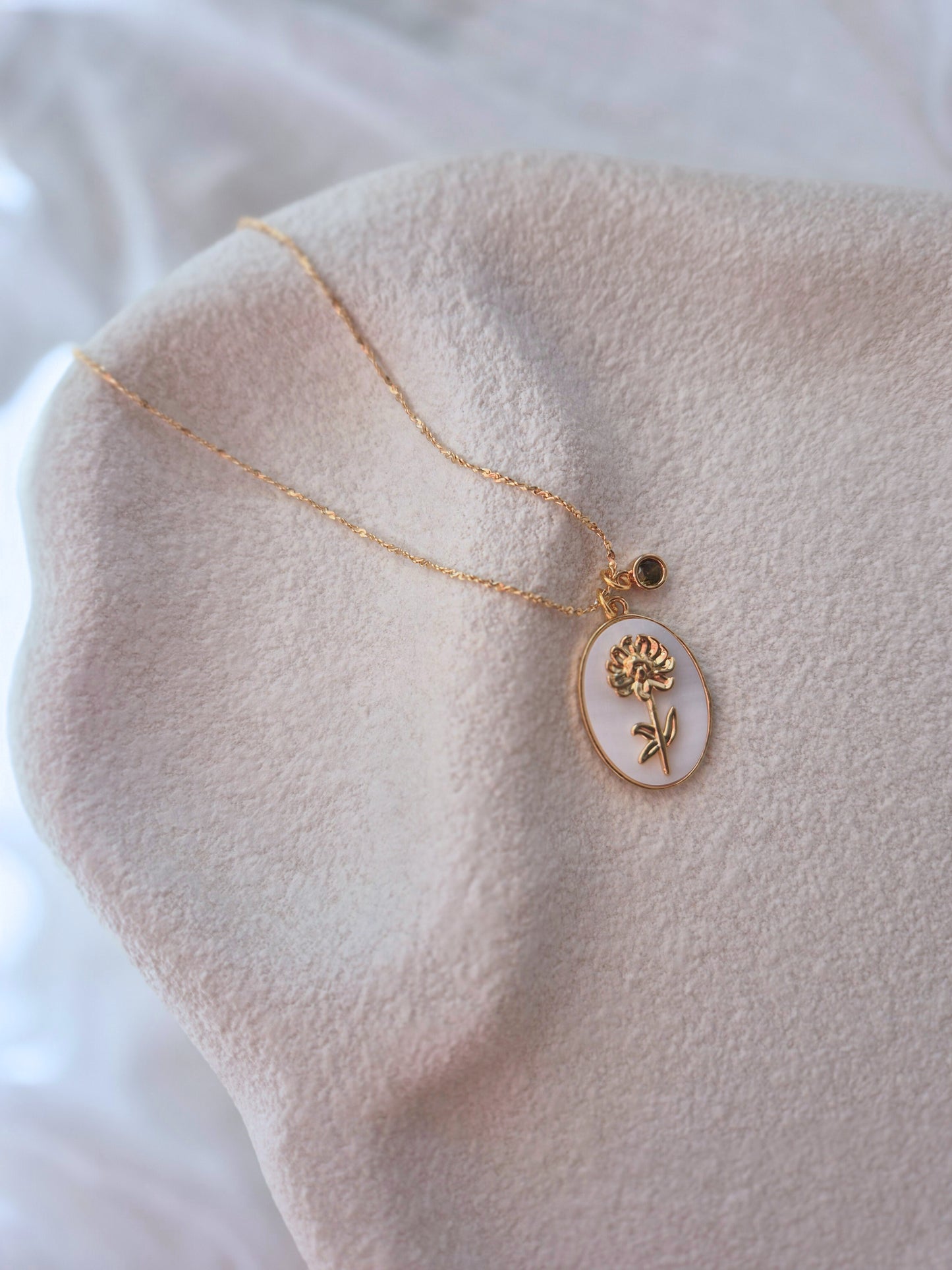 Flower Birth Stone Necklaces - 12 months