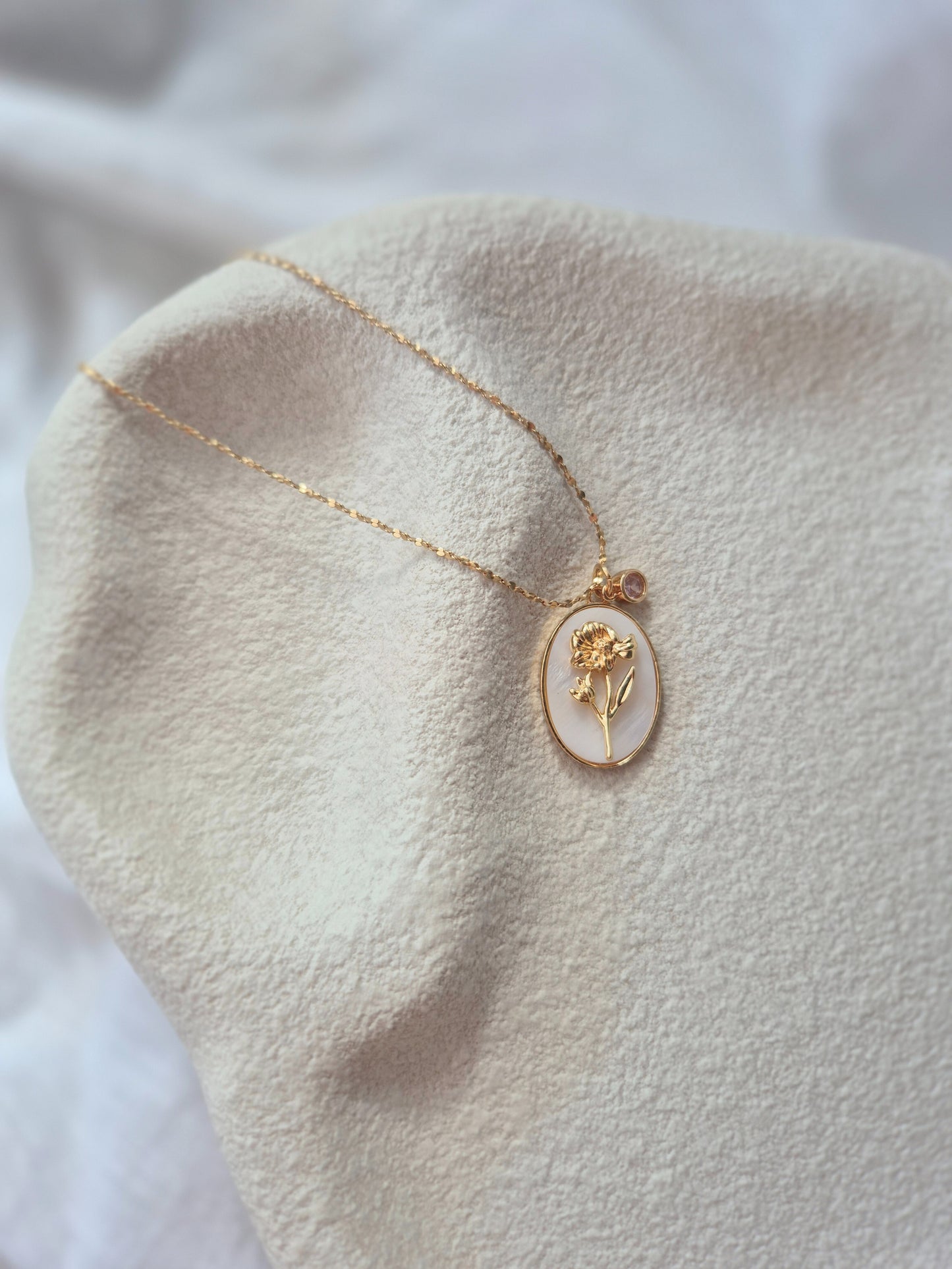 Flower Birth Stone Necklaces - 12 months