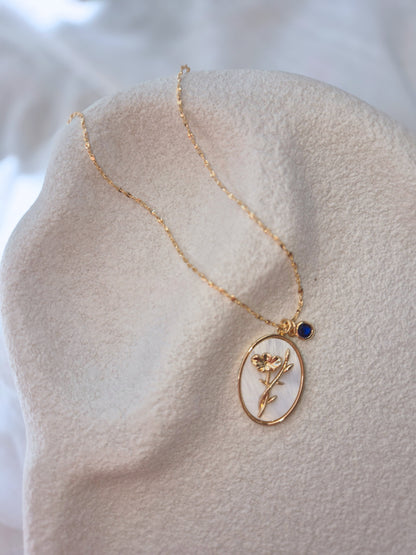 Flower Birth Stone Necklaces - 12 months